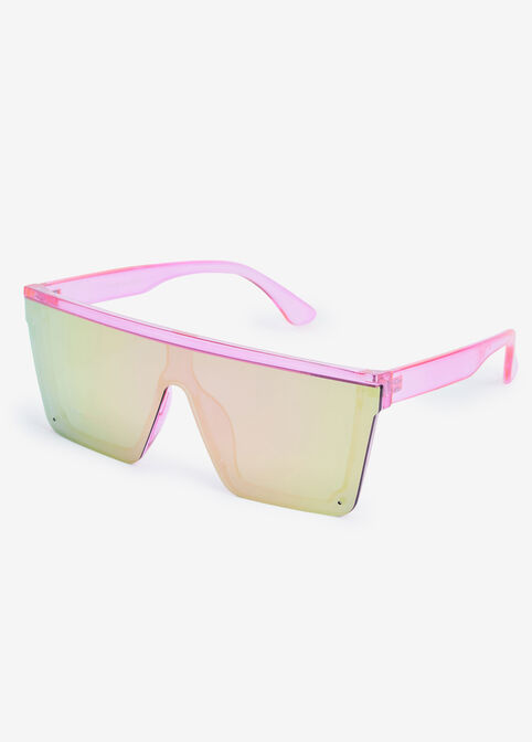 Pink Plastic Square Sunglasses, Flamingo image number 1