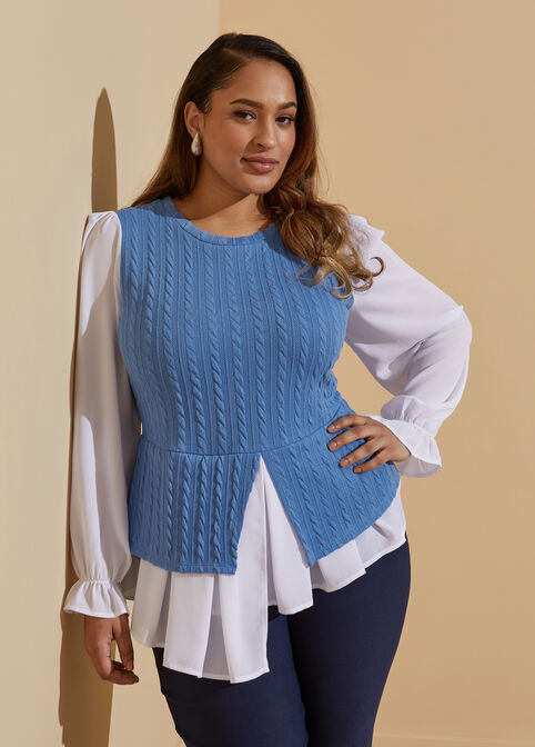 Plus Size sweater plus size layered top plus size knit top image number 0