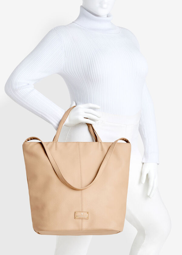London Fog Laura Faux Leather Tote, Light Beige image number 4