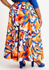 Tie Waist Printed Maxi Skirt, Orange image number 1