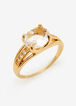 Gold Tone Crystal Ring, Gold image number 0