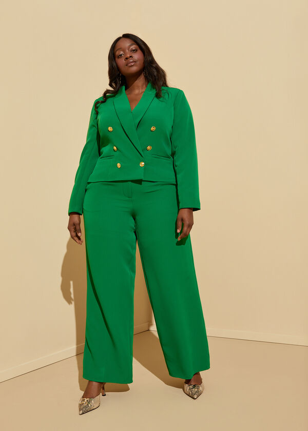 Cropped Double Breasted Blazer, Abundant Green image number 2
