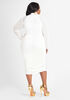Mesh Paneled Bodycon Dress, Egret image number 1