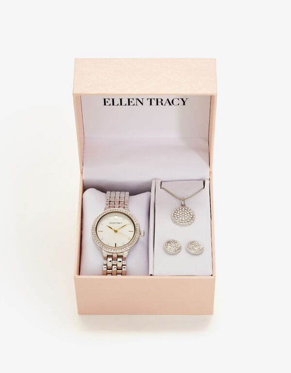 Ellen Tracy Silver Watch 3PC Set, Silver image number 1