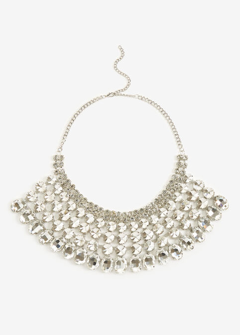 Silver Diamond Collar Necklace, Silver image number 0