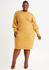 Plus Size Sexy Knitwear Cute Lurex Balloon Sleeves Sweater Dresses image number 0