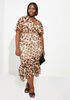 Leopard Print Mesh Midi Dress, Black Animal image number 0
