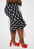 Knotted Swirl Bodycon Dress, Black White image number 3