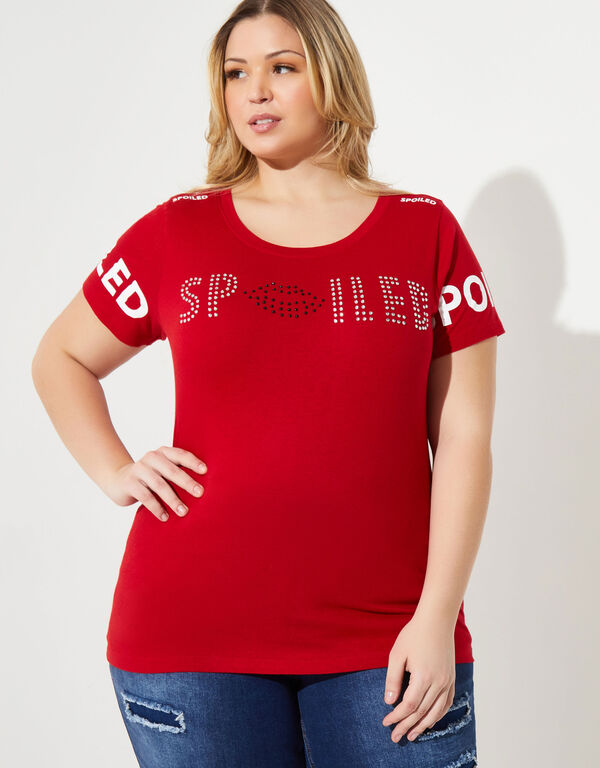 Spoiled Embellished Graphic Tee, Barbados Cherry image number 0