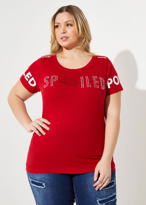 Spoiled Embellished Graphic Tee, Barbados Cherry image number 0