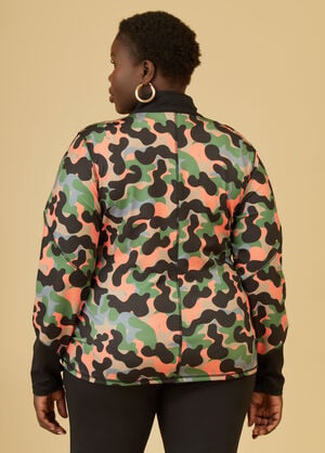 Camo Print Paneled Jacket, Multi image number 1