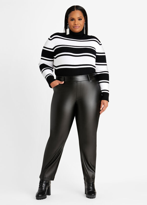 Pull On Faux Leather Skinny Pant, Black image number 2
