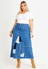 Patchwork Maxi Denim Skirt, Denim Blue image number 2