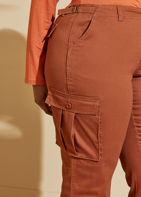 High Rise Twill Joggers, Brown image number 2