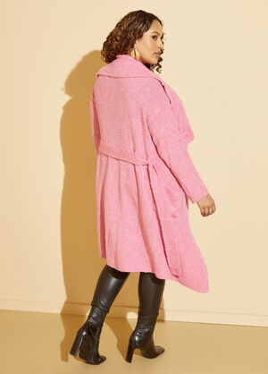 Belted Boucle Duster, Pink image number 1