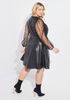 Mesh Paneled Faux Leather Dress, Black image number 1