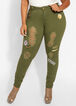 Distressed Army Patch Skinny Jean, Military Olive image number 0