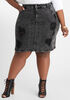High Waist Distressed Denim Skirt, Black image number 0