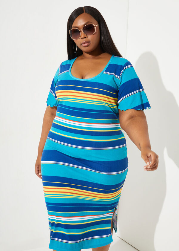 Ribbed Striped Dress, Multi image number 2