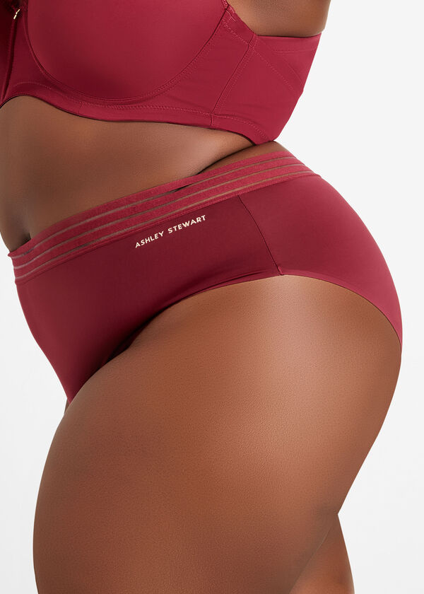 Sheer Waistband Micro Brief Panty, Rhododendron image number 3