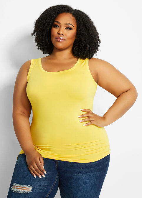 Fitted Scoop Neck Tank, Amber Yellow image number 0