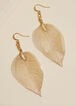 Gold Tone Leaf Earrings, Gold image number 1