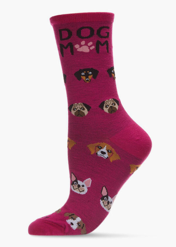 Memoi Dog Mom Crew Socks, Fuchsia image number 0