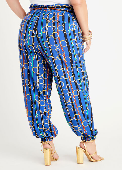 Striped Chain Print Woven Joggers, Sodalite image number 1