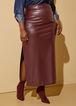 Split Faux Leather Maxi Skirt, Burgundy image number 2