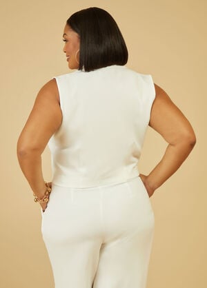 Cropped Crepe Vest, White image number 1