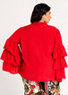 Drama Ruffle Sleeve Button Up Top, Barbados Cherry image number 1