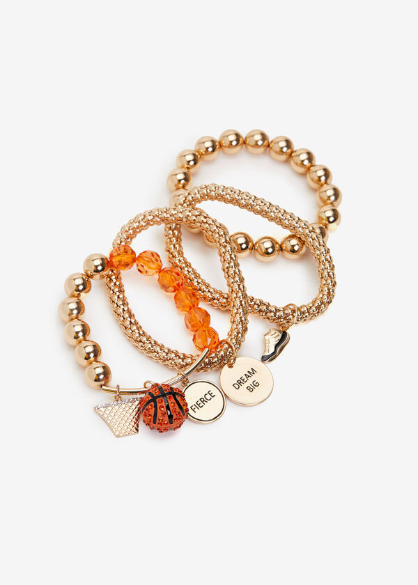 Basketball Charm Bracelet Set, Gold image number 0