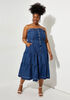 Strapless Denim Midi Dress, Medium Blue image number 0