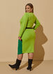 Faux Leather Trim Two Tone Dress, Lime Green image number 2