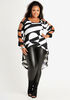 Abstract Cutout Hi Low Duster Top, Black White image number 0