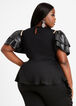 Ruffle Faux Leather Peplum Top, Black image number 1