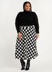 Dot Flared Midi Skirt, Black White image number 2
