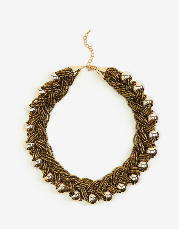 Braided Gold Tone Necklace, Gold image number 0