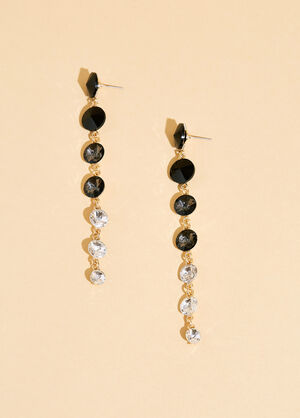 Tri Color Ombre Crystal Earrings, Black Combo image number 1