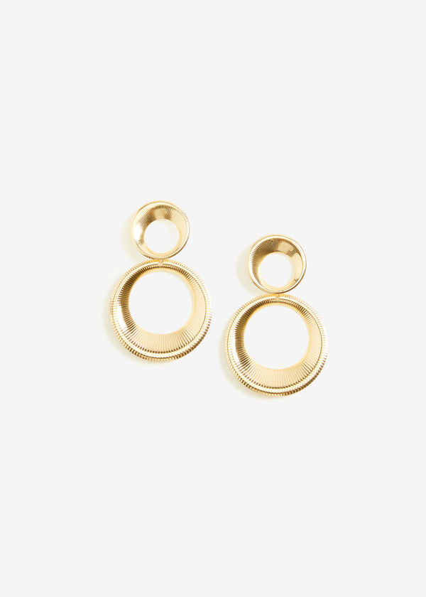Gold Tone Ring Drop Earrings, Gold image number 0