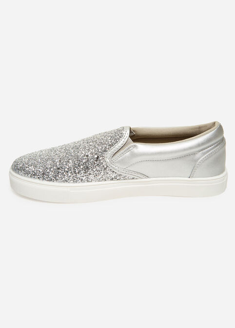 Glitter Wide Width Slip On Sneaker, Silver image number 1