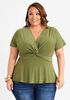 Plus Size peplum top twisted plus size jersey blouse knit shirt image number 0