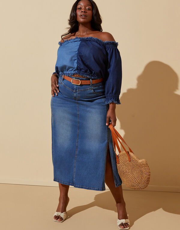Two Tone Chambray Top, Denim image number 0