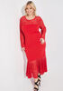 Lace Paneled Flounced Mermaid Gown, Red image number 0