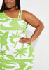 One Shoulder Floral Print Dress, Parrot Green image number 2