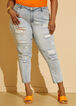 Distressed Mid Rise Skinny Jeans, Lt Sky Blue image number 3