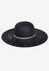Embellished Straw Wide Brim Hat, Black image number 1