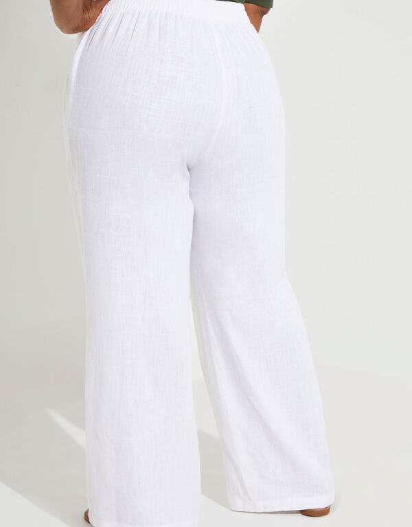 Wide Leg Linen Blend Pants, White image number 1
