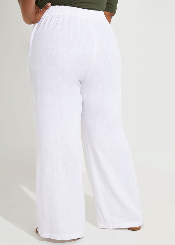 Wide Leg Linen Blend Pants, White image number 1