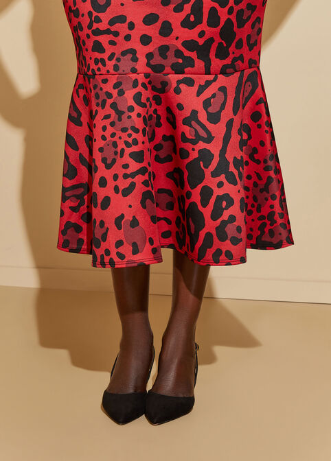 Flounced Leopard Midaxi Dress, Red image number 3